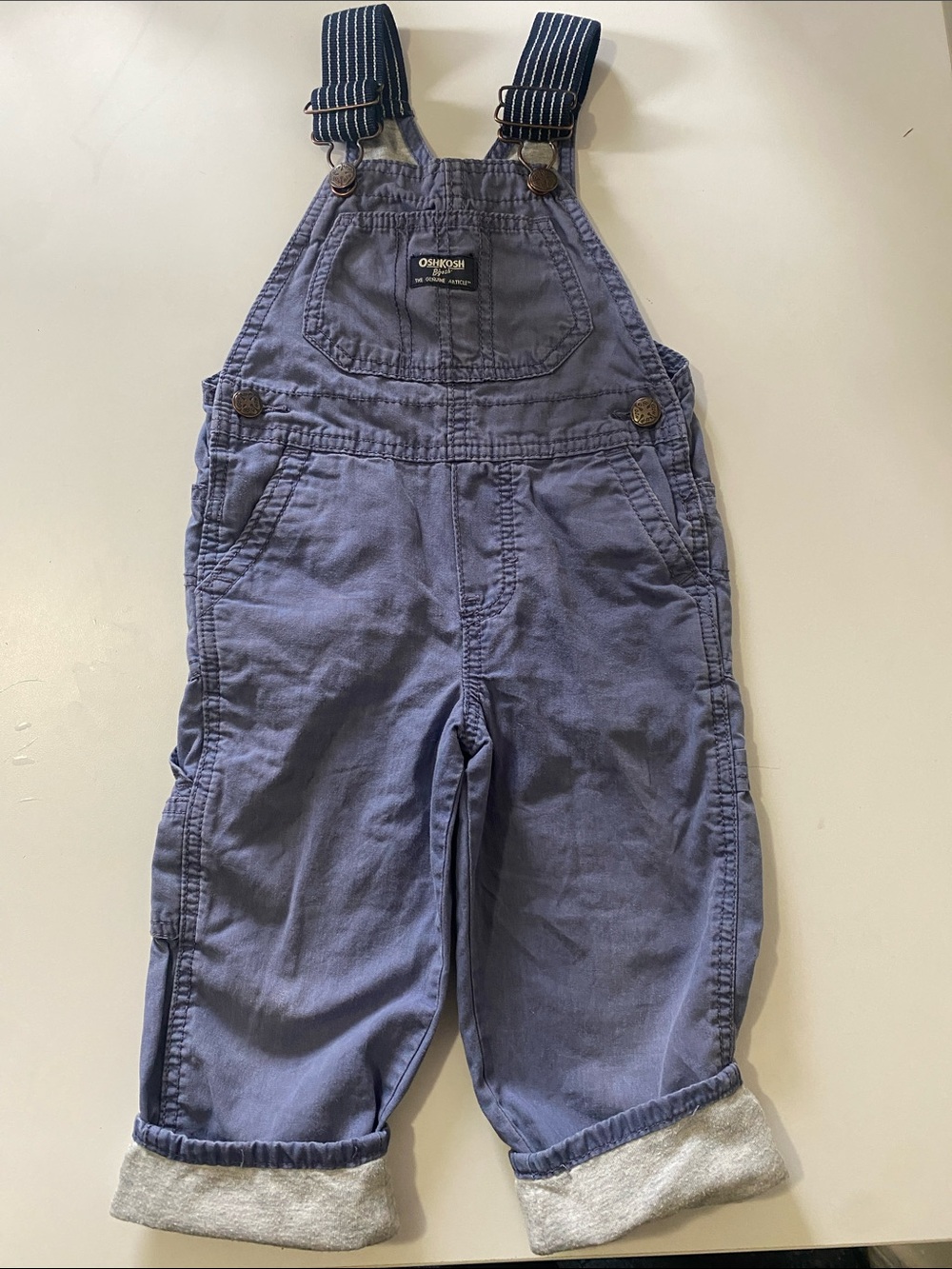 OshKosh B'gosh Navy-Blue Kids Striped-strap Overalls